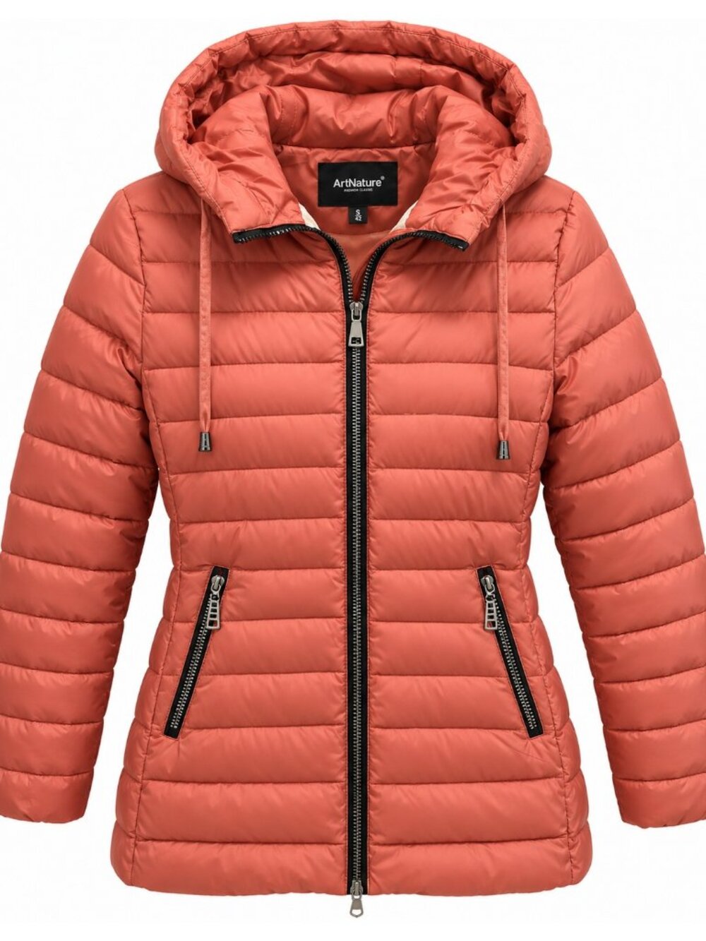 ArtNature Dusty Pink Hooded Quilted Puffer Jacket S 42